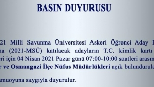 Nilüfer ve Osmangazi Nüfus Müdürlükleri pazar günü açık olacak