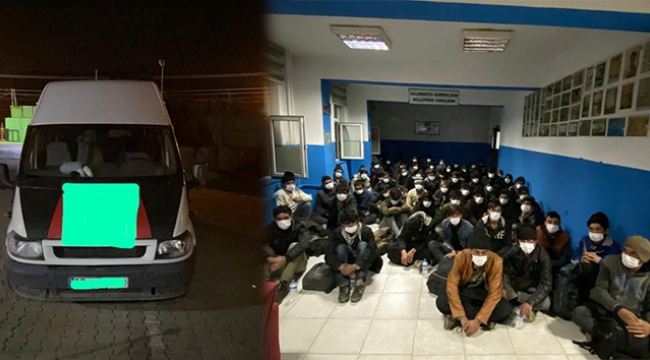 15 kişilik minibüsten 68 düzensiz göçmen çıktı