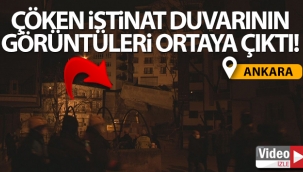 Ankara’da çökme tehlikesi bulunan binanın istinat duvarı böyle çöktü