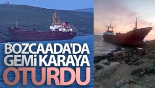 Bozcaada'da bir gemi karaya oturdu
