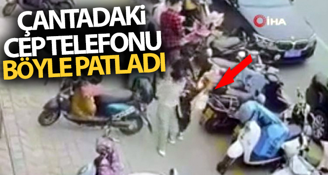 Çantadaki cep telefonu bir anda alev aldı