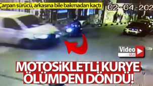 Motosikletli kuryenin ölümden döndüğü kaza kamerada
