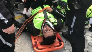 Motosikletli polis ölümden döndü