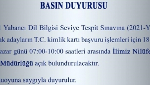 Nilüfer İlçe Nüfus Müdürlüğü pazar açık olacak