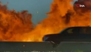 Otoyolda film sahnesini aratmayan patlama