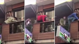 Polisi görünce kafenin balkonundan yan balkona böyle kaçtılar