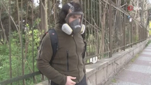 Tedbiri abarttı, vaka sayısı artınca dışarı gaz maskesiyle çıktı