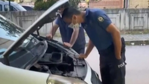 Aracın motoruna giren yavru kedi mahalleliyi seferber etti
