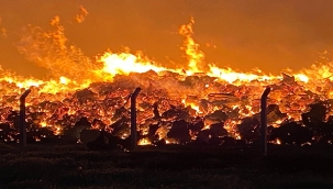 Santraldeki yangın 80 bin metrekarelik alanda sürüyor