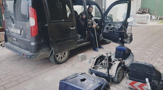 Yolda kalan engelli vatandaşın imdadına İnegöl Belediyesi yetişti