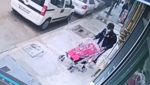 Bebek arabasını saniyeler içinde böyle çaldı