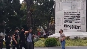 Atatürk heykeline çekiçle saldırıya gözaltı