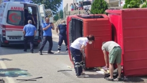 Kamyonunun freni patladı,şoförün parmağı koptu