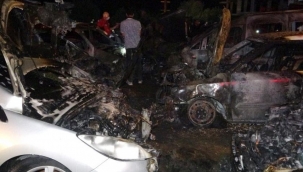 Otoparkta yangın! 10 araç hurdaya döndü