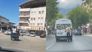 Bursa’daki tehlikeli yolculuklar böyle görüntülendi