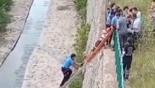 Dereye düştü , ekipler tarafından kurtarıldı