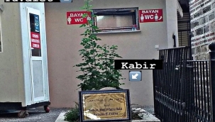 O resim sonrası tabelalar indi, türbe yanındaki kabin kalktı