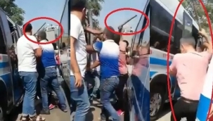 Sopalı yolcu kavgası kamerada