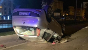 Takla atan aracın sürücüsü yaralandı