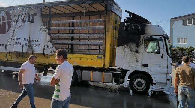 Yanan tır'dan son anda kurtuldu