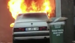 LPG'li araç alev alev yandı