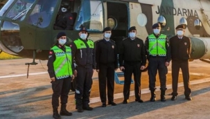 Jandarmadan helikopter destekli trafik denetimi