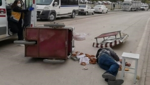 Lodos simit tezgahını devirdi, simitçi ağır yaralandı
