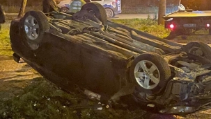  Aracı ile takla attı, olay yerinden kaçtı