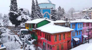 Karlar altındaki Bursa havadan görüntülendi