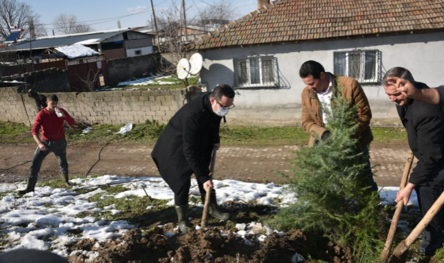 Başkan Kanar, liseli gençlerle birlikte fidan dikti