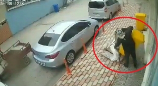 Çöp konteynerlerini böyle çaldı