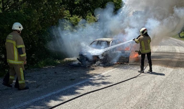 Gemlik’te otomobil ve tır alev alev yandı