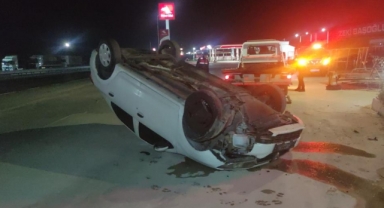 Takla atan otomobilden yaralı kurtuldu