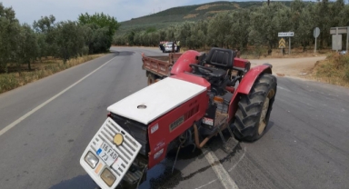 Hafriyat kamyonu ile traktör çarpıştı