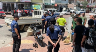 Kamyonet ve motosiklet böyle çarpıştı