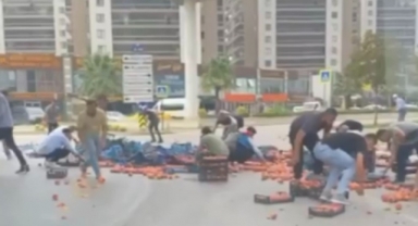 Şeftaliler döküldü,vatandaş yardıma koştu