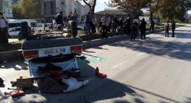 İnegöl'de otomobil takla attı: 2 yaralı