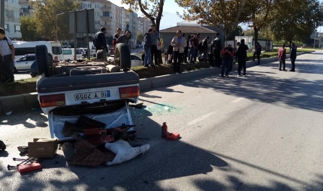 İnegöl'de otomobil takla attı: 2 yaralı