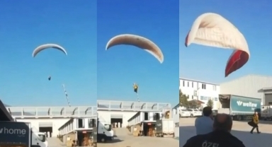 İşçi çalıştığı fabrikaya Paraşüt ile indi