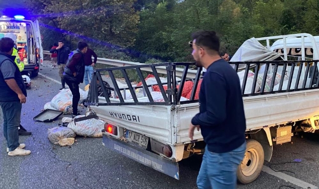 Tır ile ceviz yüklü kamyonet çarpıştı: 3 yaralı