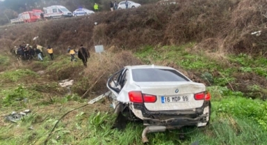 Şarampole uçan aracın sürücüsü yaralandı