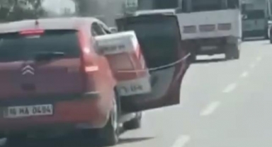 Trafikteki tehlikeli taşımacılık kamerada