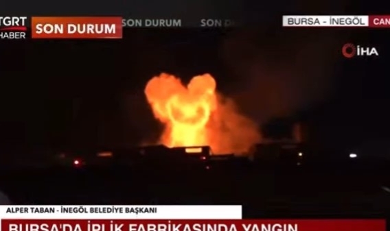 Canlı yayında fabrika böyle patladı