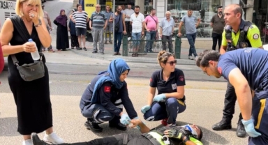 Kadın sürücü trafik polisine böyle çarptı