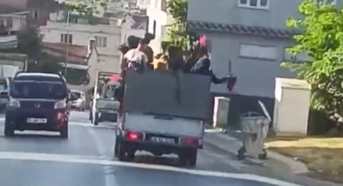 Tehlikeli düğün konvoyu amatör kameraya yansıdı