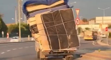 Bursa'da tehlikeli taşımacılık kamerada
