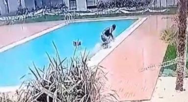 Kurye sitenin havuzuna böyle düştü