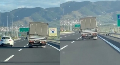 Savrulan kamyonet otobanda yürekleri ağza getirdi