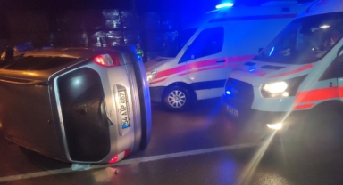 Virajı alamayan otomobil takla attı: 2 yaralı