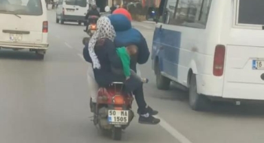 Bir Motosiklette 4 kişi!